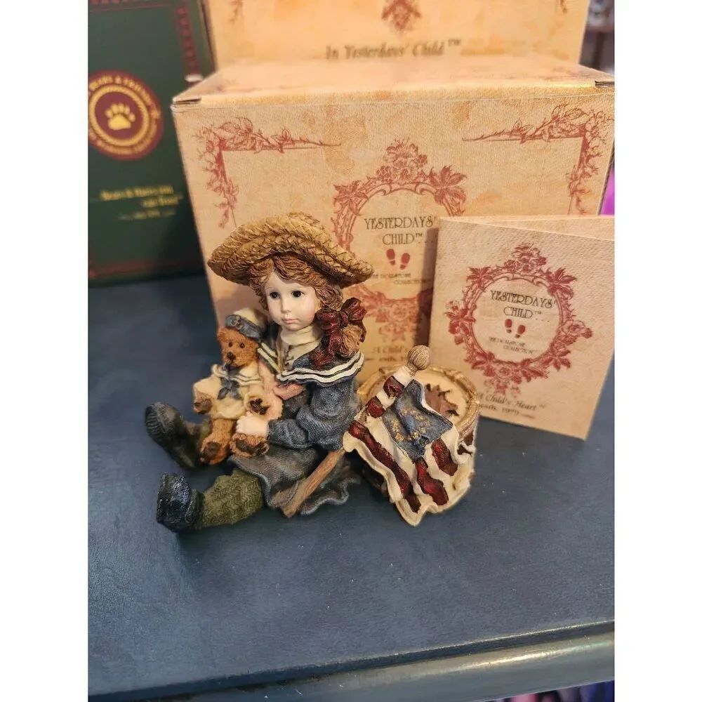 Boyds Bears "Yesterday's Child" Dollstone figurine titled "Betsy with Edmund...